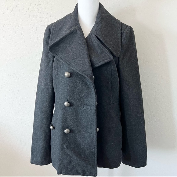 Seven7 Charcoal Gray Double Breasted Pea Coat - Picture 1 of 8